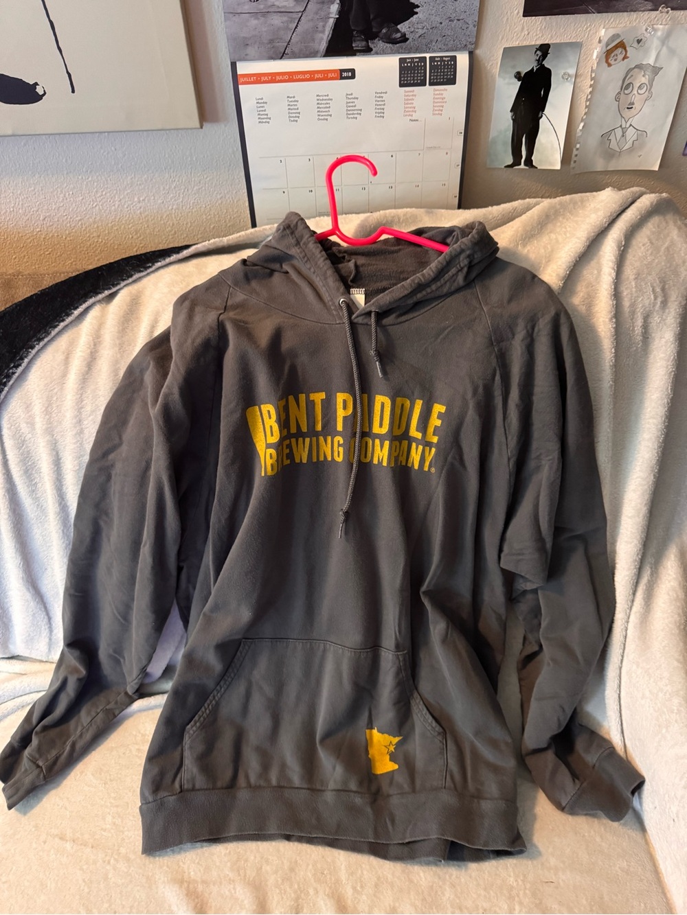 American Apparel Charcoal Hoodie with Yellow Logo
